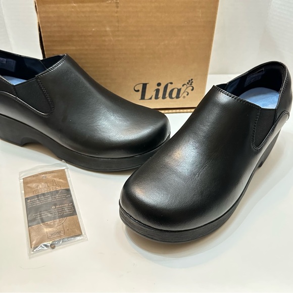 Lila Kelsey Women’s Slip-Resistant Black Work Clogs Shoes-Size 10-Workwear Nurse - Picture 2 of 10
